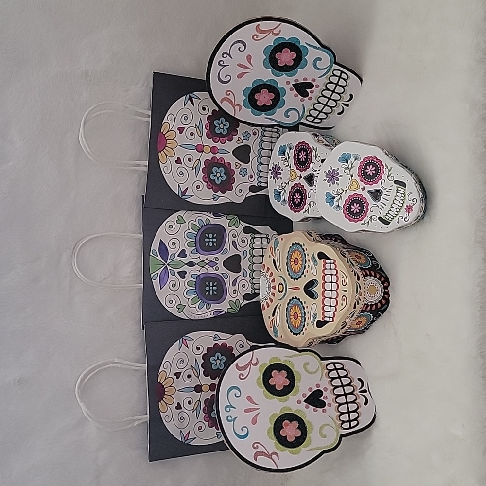 Sugar Skull Bundle Halloween Decor/Gift Boxes, Bags